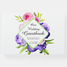 Livro De Visitas Belas Flores em Aquarela Pastel