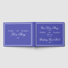 Livro De Visitas Belo Casamento Azul Com Script Azul Elegante