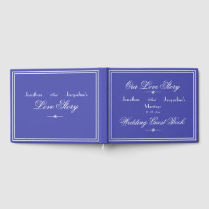 Livro De Visitas Belo Casamento Azul Com Script Azul Elegante