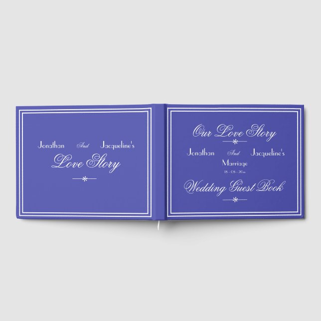 Livro De Visitas Belo Casamento Azul Com Script Azul Elegante (Completo)