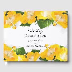 Livro De Visitas Belo Casamento de Arte de Flor Amarelo Hibiscus