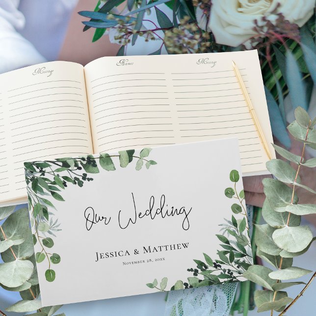 Livro De Visitas Belo Casamento Russo Eucalyptus (Beautiful Rustic Eucalyptus Wedding Guest Book)