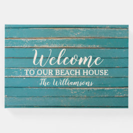 Livro De Visitas Bem-vindo ao nosso Lago de Praia, Madeira Rústica