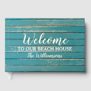 Livro De Visitas Bem-vindo ao nosso Lago de Praia, Madeira Rústica