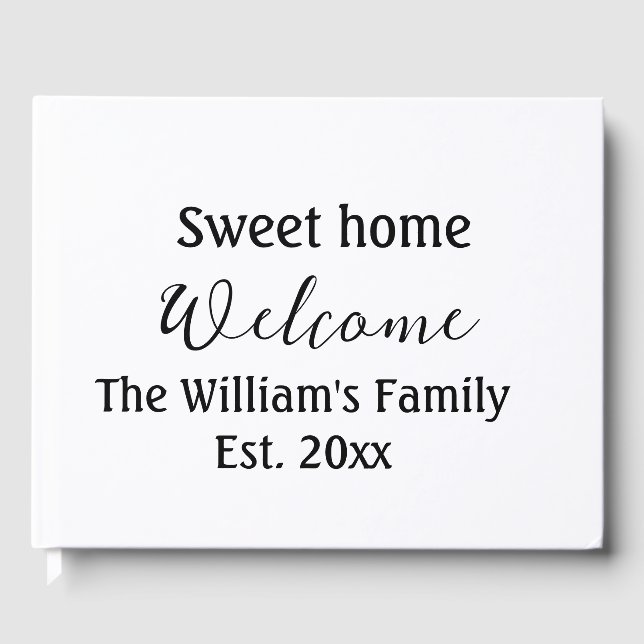 Livro De Visitas Bem-vindo doce lar adicione nome de família ano Es (Frente)