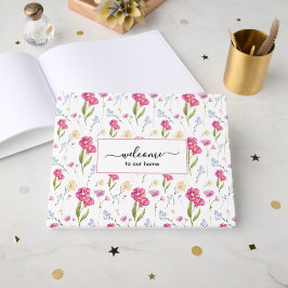 Livro De Visitas Bem-vindo personalizado à nossa casa Floral silves