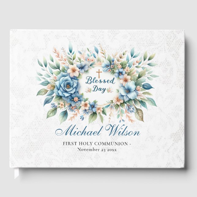 Livro De Visitas Bênção Dia Floral Primeira Comunhão Holly (Frente)