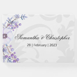 Livro De Visitas Berries roxos e Casamentos tema damasco Cinzas