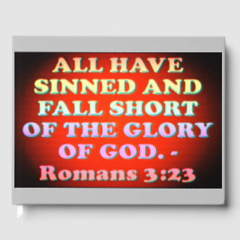 Livro De Visitas Bíblia verso dos romanos 3:23.