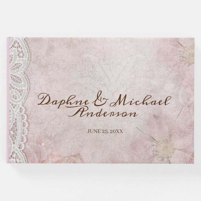 Livro De Visitas Bicho Simples Russo Elegante Casado Rosa Moderno (Frente)