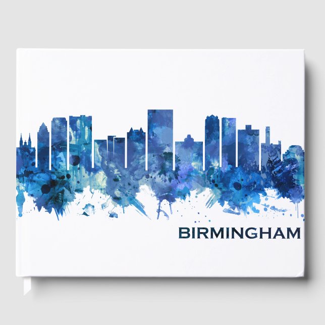 Livro De Visitas Birmingham Alabama Skyline Blue (Frente)