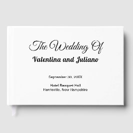 Livro De Visitas Black and White Typography Wedding Guest Book