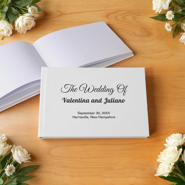 Livro De Visitas Black and White Wedding Guest Book (Typography style black and white wedding guest book)