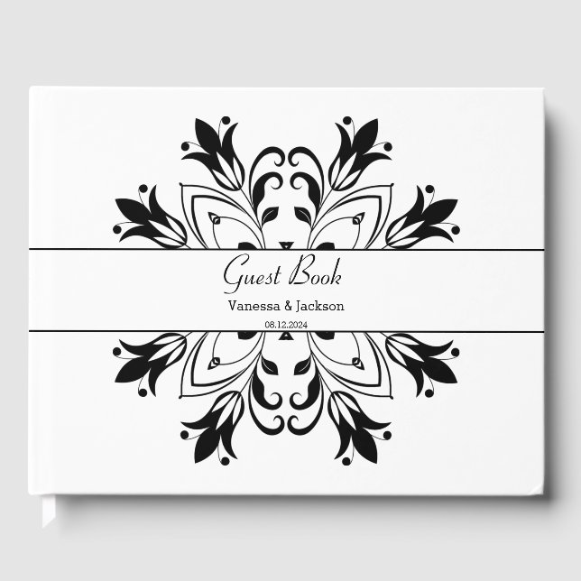 Livro De Visitas Black Floral Mandala (Frente)