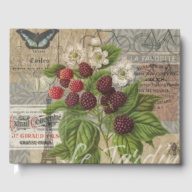 Livro De Visitas Blackberry Floral Garden Fllower Butfly Art (Frente)