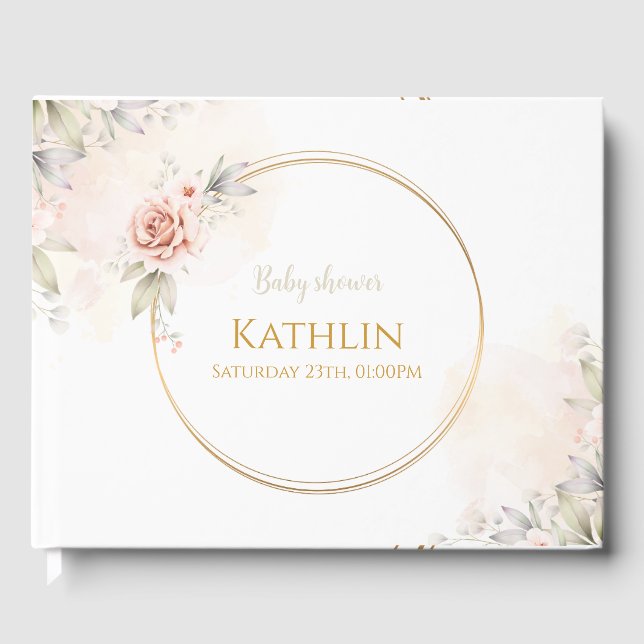Livro De Visitas Blooming Baby Shower Invitation (Frente)