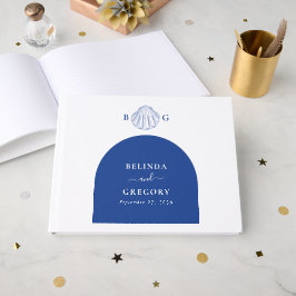 Livro De Visitas Blue Clam Seashells Coastal Seaside Beach Wedding