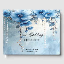 Blue Flowers and Pearls Guest Book