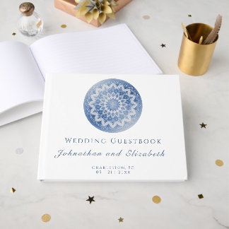 Livro De Visitas Blue Lace Mandala Wedding