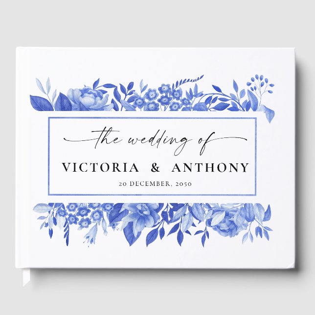 Livro De Visitas Blue Porcelain Wedding (Frente)