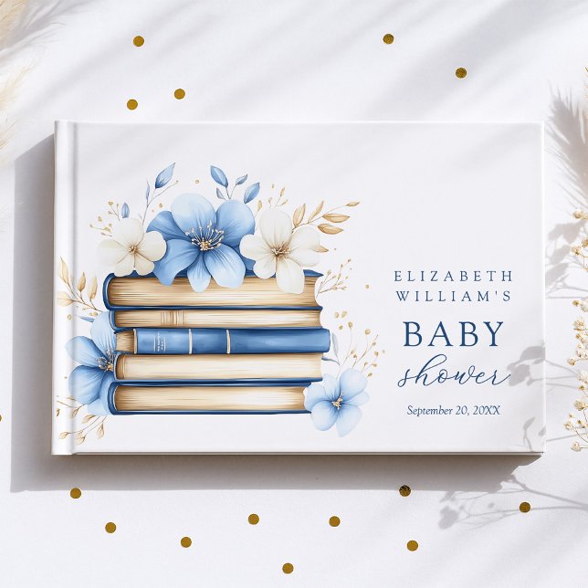 Livro De Visitas Blue Storybook Baby Shower Guest Book (Criador carregado)