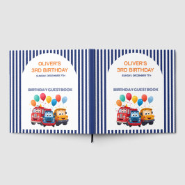 Livro De Visitas Blue Striped Truck Birthday Theme