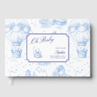 Livro De Visitas Blue Toile de Jouy Baby Shower Guest Book