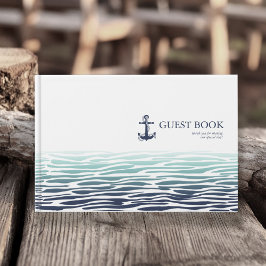 Livro De Visitas Blue Wave Anchor Wedding ID836 Guest Book