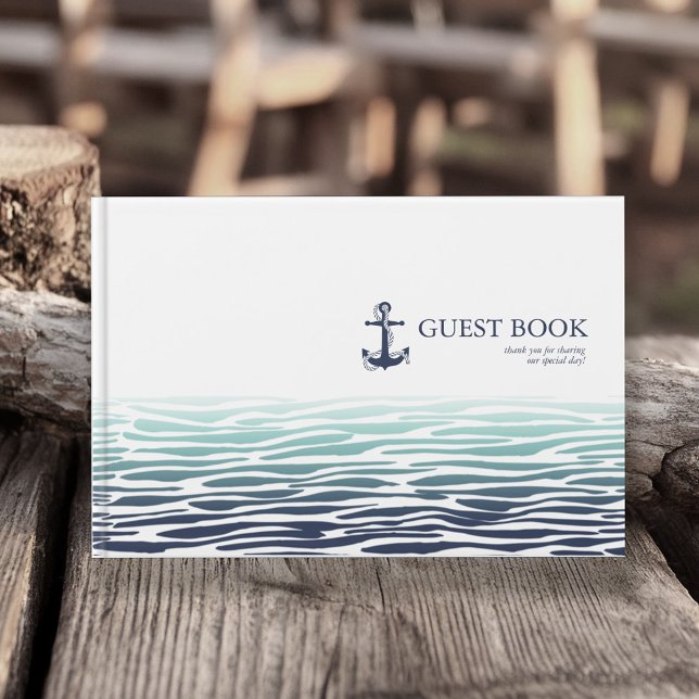 Livro De Visitas Blue Wave Anchor Wedding ID836 Guest Book (Criador carregado)