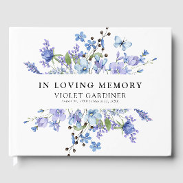 Livro De Visitas Blue Wildflower In Loving Memory Keepsaoket