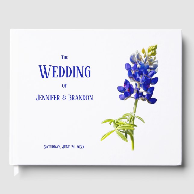 Livro De Visitas Bluebonnet Floral em Branco, Casamento (Frente)