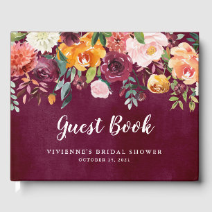 Livro De Visitas Blush Borgonha  Floral