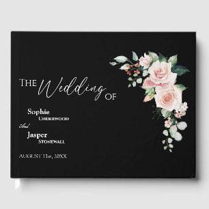 Livro De Visitas Blush Floral Black Weding Guest Book