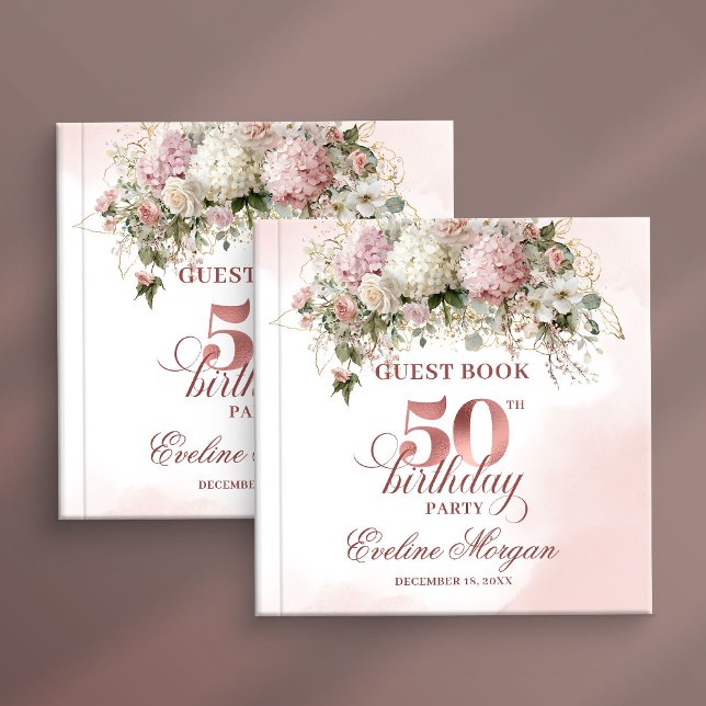 Livro De Visitas Blush Flowers and Gold 50th Birthday Guestbook (Blush Flowers and Gold 50th Birthday Guestbook)