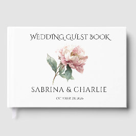 Livro De Visitas Blush Pink Peony Elegant Floral Wedding