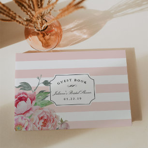 Livro De Visitas Blush Stripe e Chá de panela de Pensão Antiquada