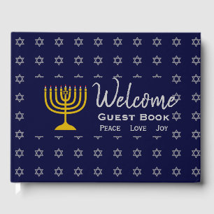 Livro De Visitas Boas-vindas a Blue HANUKKAH Personalizado