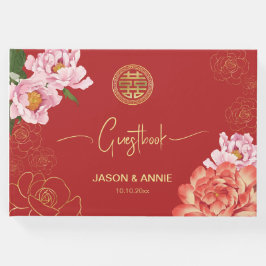 Livro De Visitas Boas-vindas ao Casamento Chinês de Pequim Vermelho