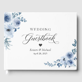 Livro De Visitas Bohemian Dusty Blue Floral Casamento