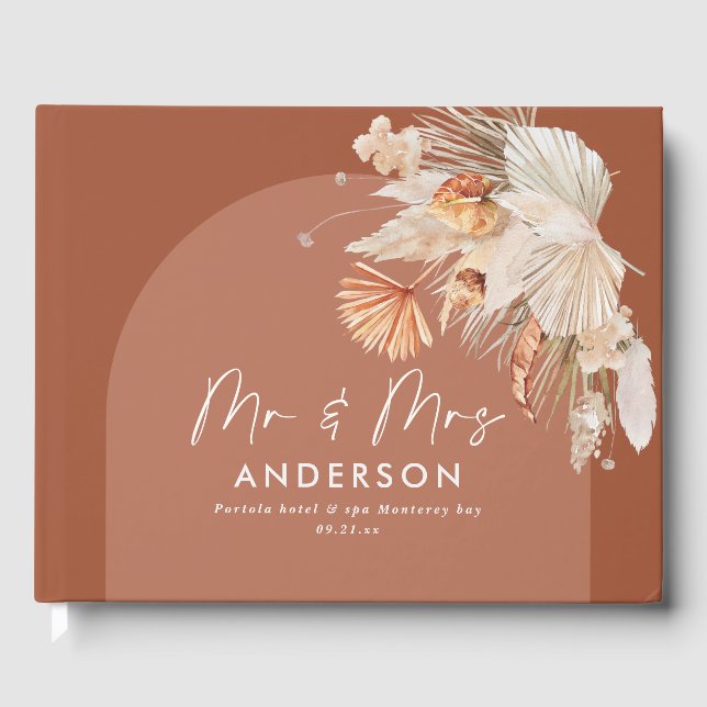 Livro De Visitas Bohenian boho rust terracotta casamento mr. e mrs  (Frente)