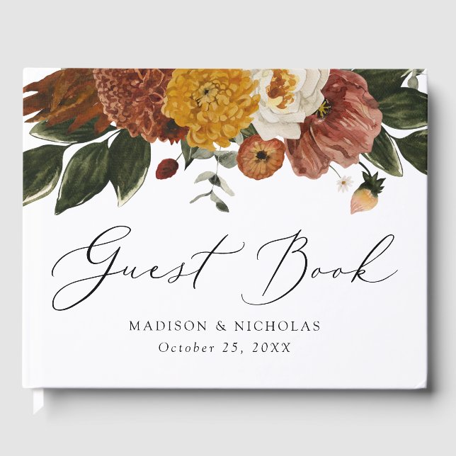Livro De Visitas Boho Autumn Floral Wedding (Frente)