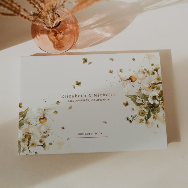 Livro De Visitas Boho Autumn Wildflower | Casamento Botânico (Criador carregado)