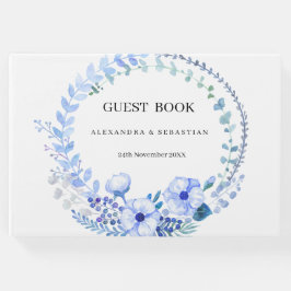 Livro De Visitas Boho Blue Floral Weding Guest Book