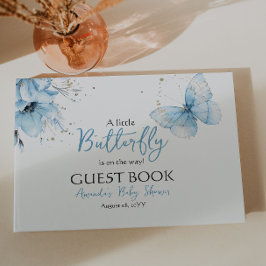 Livro De Visitas Boho Butterfly Wildflower Floral Blue Baby Shower