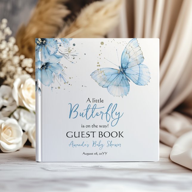 Livro De Visitas Boho Butterfly Wildflower Floral Boy Baby Shower (Criador carregado)