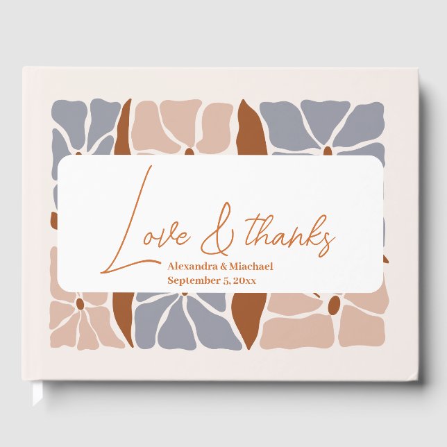 Livro De Visitas Boho Chic Retro Floral Wedding (Frente)