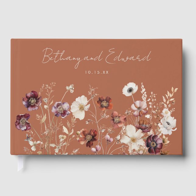 Livro De Visitas Boho Fall Wildflower Wedding (Frente)