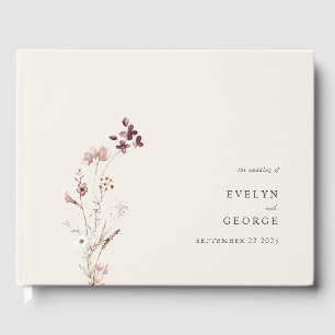 Livro De Visitas Boho Floral Boho Minimalista Elegante