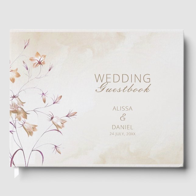 Livro De Visitas Boho Floral Wedding Guest Book (Frente)