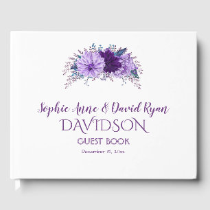 Livro De Visitas Boho Lavanda Floral Plum Purple Casamento